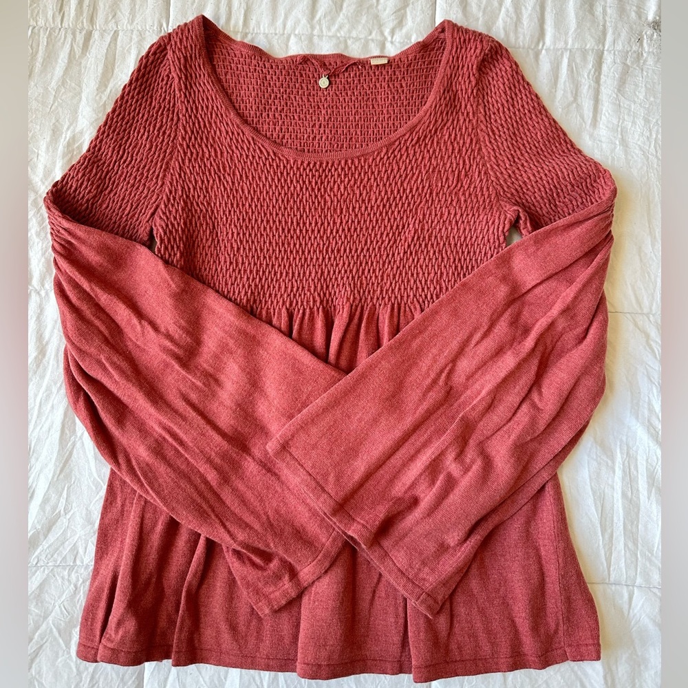Anthropologie Red Textured Knit Top